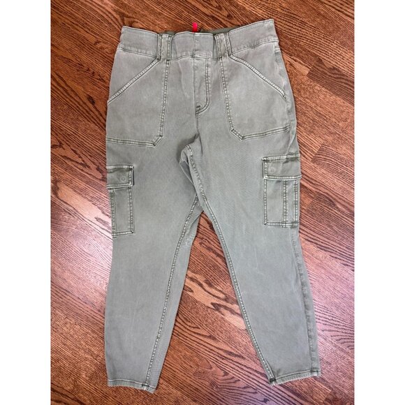 Spanx‎ Womens Green Twill Stretch Cargo Ankle Pants Size 1XP Army Spring Pockets - Picture 9 of 15